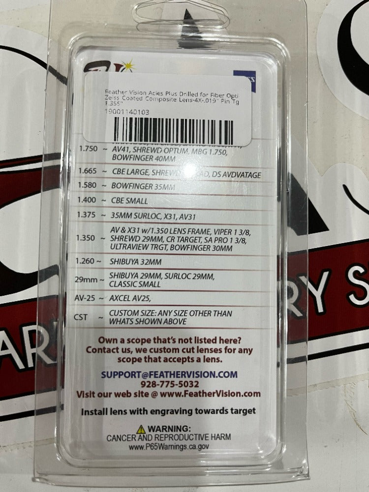 Feather Vision AciesPlus 1.350 Drilled .019 +.50 Diopter LensOntario